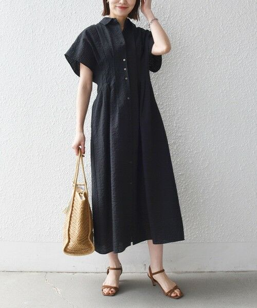 SHIPS / シップス ロング・マキシ丈ワンピース | 《予約》SHIPS any:〈手洗い可能〉サッカー フレンチ スリーブ シャツ ワンピース | 詳細7