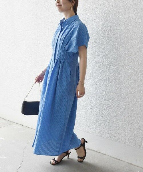 SHIPS / シップス ロング・マキシ丈ワンピース | 《予約》SHIPS any:〈手洗い可能〉サッカー フレンチ スリーブ シャツ ワンピース | 詳細21