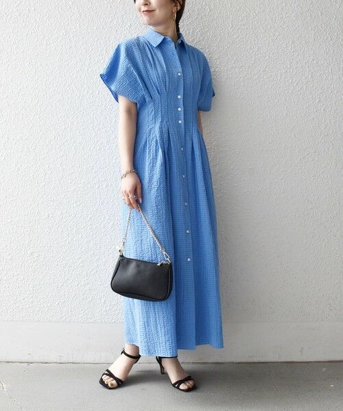 SHIPS / シップス ロング・マキシ丈ワンピース | 《予約》SHIPS any:〈手洗い可能〉サッカー フレンチ スリーブ シャツ ワンピース | 詳細23