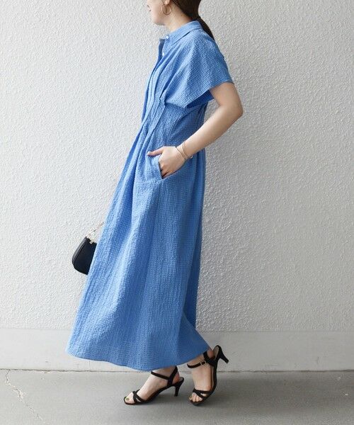 SHIPS / シップス ロング・マキシ丈ワンピース | 《予約》SHIPS any:〈手洗い可能〉サッカー フレンチ スリーブ シャツ ワンピース | 詳細26