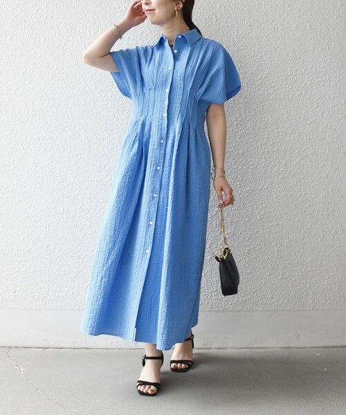 SHIPS / シップス ロング・マキシ丈ワンピース | 《予約》SHIPS any:〈手洗い可能〉サッカー フレンチ スリーブ シャツ ワンピース | 詳細27