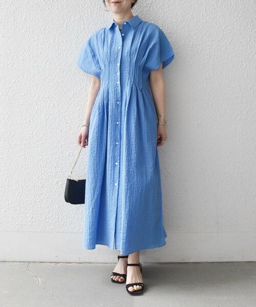 SHIPS / シップス ロング・マキシ丈ワンピース | 《予約》SHIPS any:〈手洗い可能〉サッカー フレンチ スリーブ シャツ ワンピース | 詳細28