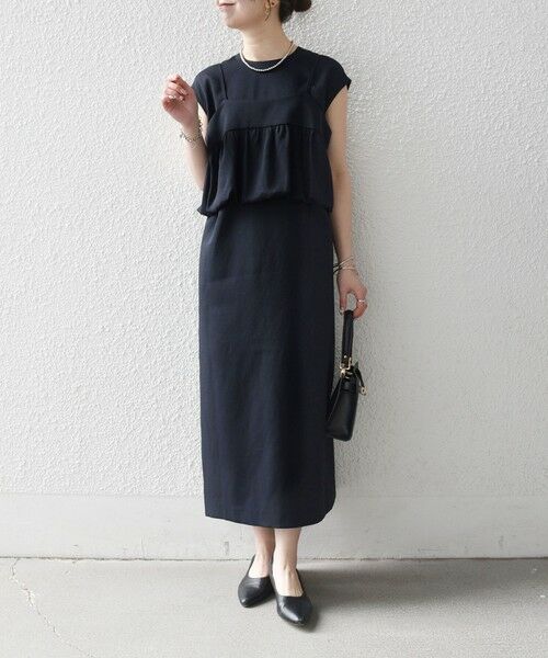 SHIPS / シップス ロング・マキシ丈ワンピース | 《予約》SHIPS any:〈洗濯機可能〉リネン ライク ビスチェ × Iライン ワンピース セット | 詳細1