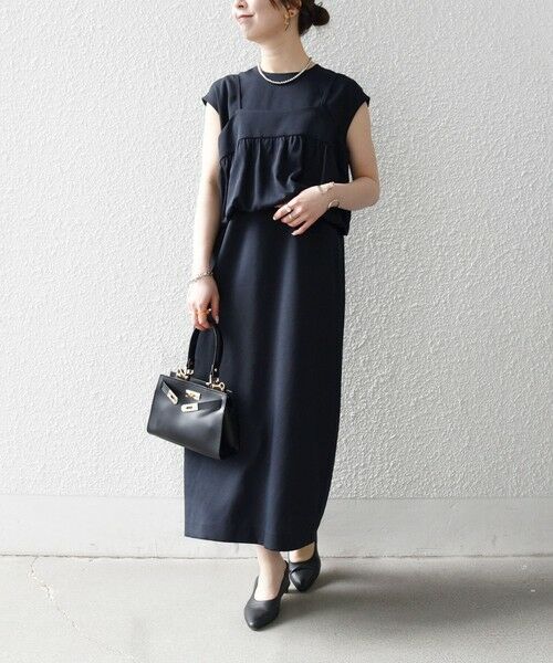 SHIPS / シップス ロング・マキシ丈ワンピース | 《予約》SHIPS any:〈洗濯機可能〉リネン ライク ビスチェ × Iライン ワンピース セット | 詳細2