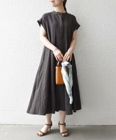 SHIPS / シップス ロング・マキシ丈ワンピース | 《予約》SHIPS any:〈洗濯機可能〉ツイル バンドカラー シャツ ワンピース