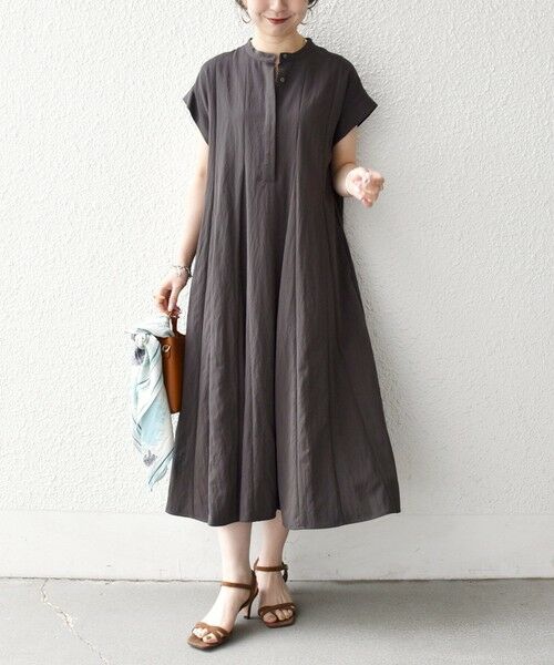 SHIPS / シップス ロング・マキシ丈ワンピース | 《予約》SHIPS any:〈洗濯機可能〉ツイル バンドカラー シャツ ワンピース | 詳細1