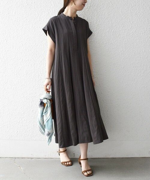 SHIPS / シップス ロング・マキシ丈ワンピース | 《予約》SHIPS any:〈洗濯機可能〉ツイル バンドカラー シャツ ワンピース | 詳細2