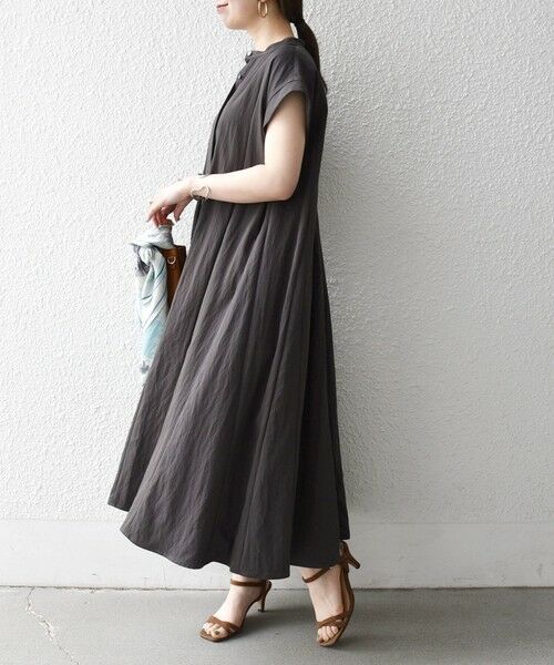 SHIPS / シップス ロング・マキシ丈ワンピース | 《予約》SHIPS any:〈洗濯機可能〉ツイル バンドカラー シャツ ワンピース | 詳細6