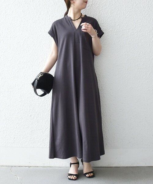 SHIPS / シップス ロング・マキシ丈ワンピース | 《予約》SHIPS any:〈接触冷感/汗染み防止加工/洗濯機可能〉スキッパー Aライン ワンピース | 詳細19
