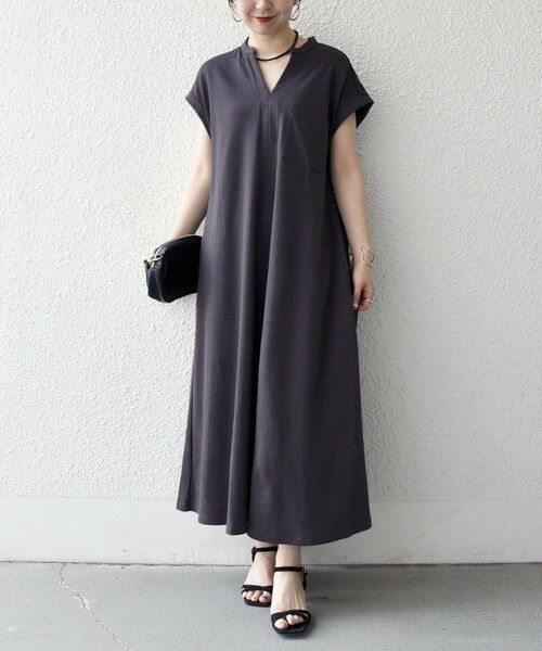 SHIPS / シップス ロング・マキシ丈ワンピース | 《予約》SHIPS any:〈接触冷感/汗染み防止加工/洗濯機可能〉スキッパー Aライン ワンピース | 詳細14