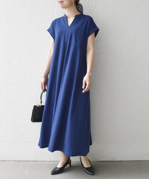 SHIPS / シップス ロング・マキシ丈ワンピース | 《予約》SHIPS any:〈接触冷感/汗染み防止加工/洗濯機可能〉スキッパー Aライン ワンピース | 詳細30
