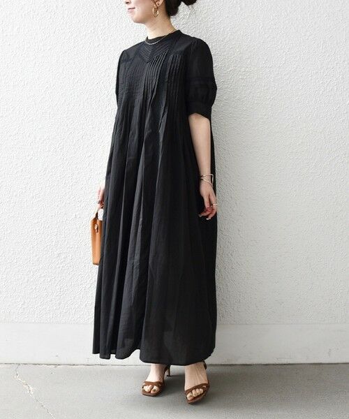 SHIPS / シップス ロング・マキシ丈ワンピース | 《予約》SHIPS any:〈洗濯機可能〉キャンブリック レース ピンタック パフスリーブ ワンピース | 詳細14