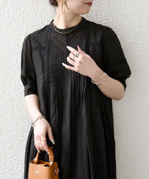 SHIPS / シップス ロング・マキシ丈ワンピース | 《予約》SHIPS any:〈洗濯機可能〉キャンブリック レース ピンタック パフスリーブ ワンピース | 詳細15