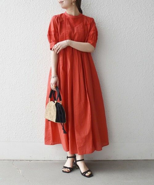 SHIPS / シップス ロング・マキシ丈ワンピース | 《予約》SHIPS any:〈洗濯機可能〉キャンブリック レース ピンタック パフスリーブ ワンピース | 詳細28
