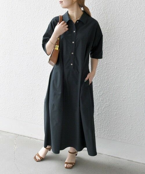 SHIPS / シップス ロング・マキシ丈ワンピース | 《予約》SHIPS any:〈洗濯機可能〉タイプライター ボリューム シャツ ワンピース 2 | 詳細5