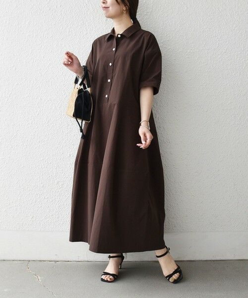 SHIPS / シップス ロング・マキシ丈ワンピース | 《予約》SHIPS any:〈洗濯機可能〉タイプライター ボリューム シャツ ワンピース 2 | 詳細13