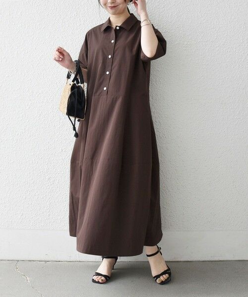 SHIPS / シップス ロング・マキシ丈ワンピース | 《予約》SHIPS any:〈洗濯機可能〉タイプライター ボリューム シャツ ワンピース 2 | 詳細14