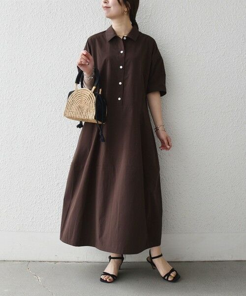 SHIPS / シップス ロング・マキシ丈ワンピース | 《予約》SHIPS any:〈洗濯機可能〉タイプライター ボリューム シャツ ワンピース 2 | 詳細9