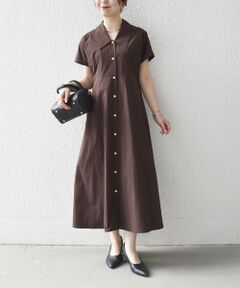 SHIPS / シップス ロング・マキシ丈ワンピース | 《予約》SHIPS any:〈洗濯機可能〉フラットカラー Vネック フレア ワンピース 2