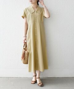 SHIPS / シップス ロング・マキシ丈ワンピース | 《予約》SHIPS any:〈洗濯機可能〉フラットカラー Vネック フレア ワンピース 2