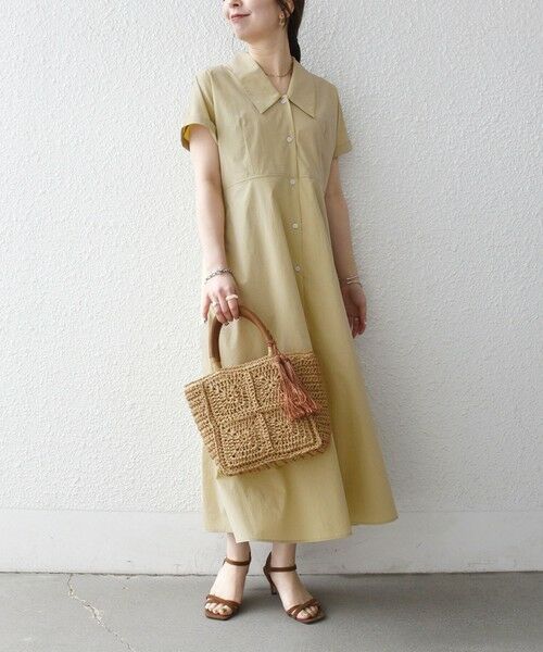 SHIPS / シップス ロング・マキシ丈ワンピース | 《予約》SHIPS any:〈洗濯機可能〉フラットカラー Vネック フレア ワンピース 2 | 詳細15