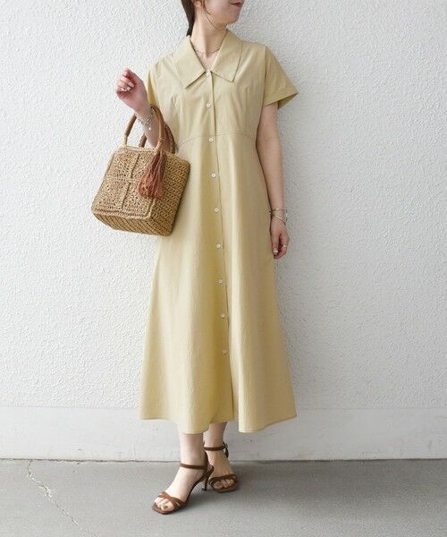 SHIPS / シップス ロング・マキシ丈ワンピース | 《予約》SHIPS any:〈洗濯機可能〉フラットカラー Vネック フレア ワンピース 2 | 詳細11