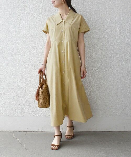 SHIPS / シップス ロング・マキシ丈ワンピース | 《予約》SHIPS any:〈洗濯機可能〉フラットカラー Vネック フレア ワンピース 2 | 詳細13