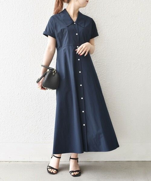 SHIPS / シップス ロング・マキシ丈ワンピース | 《予約》SHIPS any:〈洗濯機可能〉フラットカラー Vネック フレア ワンピース 2 | 詳細16