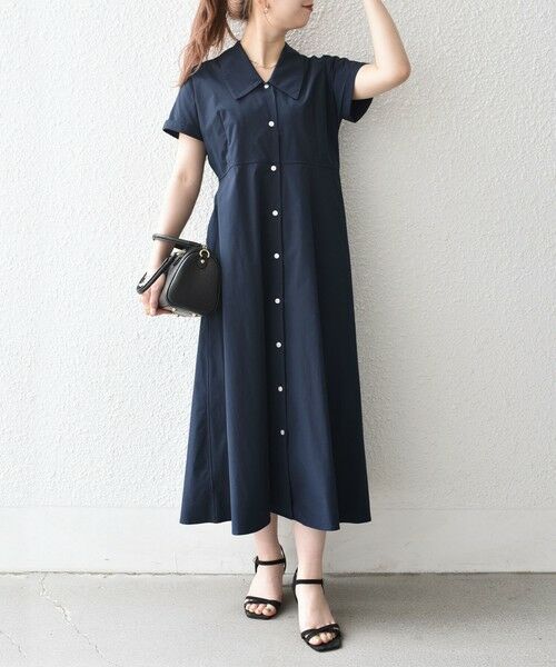 SHIPS / シップス ロング・マキシ丈ワンピース | 《予約》SHIPS any:〈洗濯機可能〉フラットカラー Vネック フレア ワンピース 2 | 詳細17