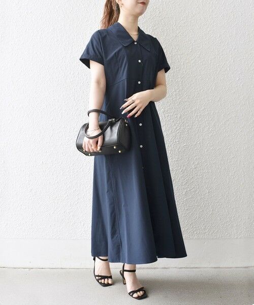 SHIPS / シップス ロング・マキシ丈ワンピース | 《予約》SHIPS any:〈洗濯機可能〉フラットカラー Vネック フレア ワンピース 2 | 詳細18