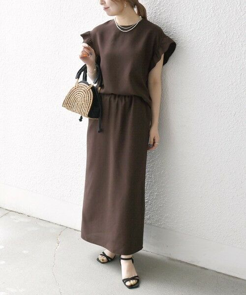 SHIPS / シップス ドレス | 《予約》SHIPS any:〈洗濯機可能〉リネンライク ブラウス × タイトスカート セットアップ | 詳細1