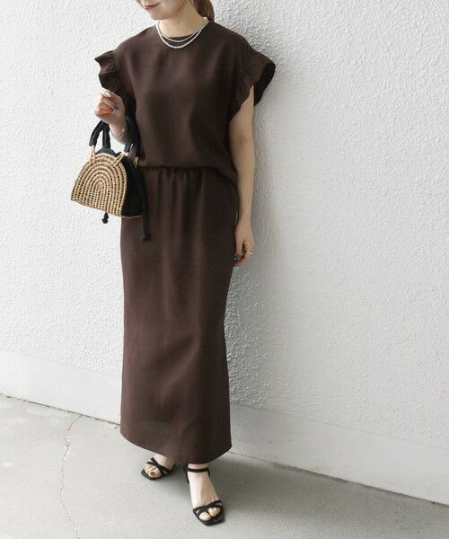 SHIPS / シップス ドレス | 《予約》SHIPS any:〈洗濯機可能〉リネンライク ブラウス × タイトスカート セットアップ | 詳細10