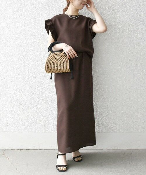 SHIPS / シップス ドレス | 《予約》SHIPS any:〈洗濯機可能〉リネンライク ブラウス × タイトスカート セットアップ | 詳細2