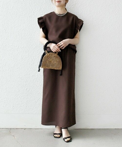 SHIPS / シップス ドレス | 《予約》SHIPS any:〈洗濯機可能〉リネンライク ブラウス × タイトスカート セットアップ | 詳細3