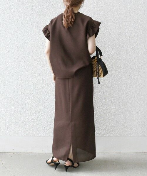 SHIPS / シップス ドレス | 《予約》SHIPS any:〈洗濯機可能〉リネンライク ブラウス × タイトスカート セットアップ | 詳細7