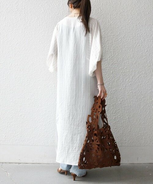 SHIPS / シップス ロング・マキシ丈ワンピース | SHIPS any:〈洗濯機可能〉リネン ミックス ボリュームスリーブ ストライプ ワンピース | 詳細12