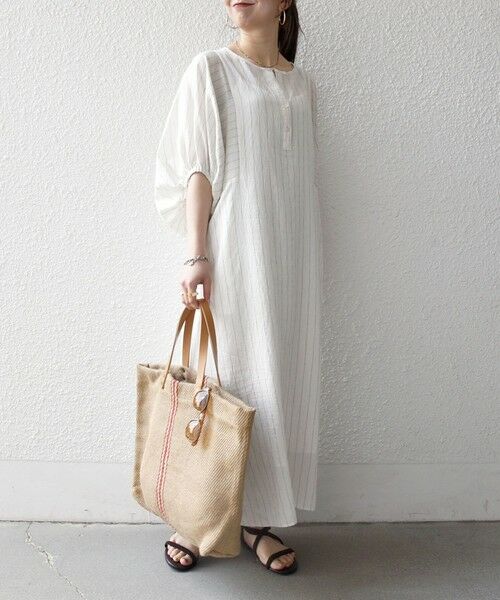 SHIPS / シップス ロング・マキシ丈ワンピース | 《予約》SHIPS any:〈洗濯機可能〉リネン ミックス ボリューム スリーブ ワンピース | 詳細2
