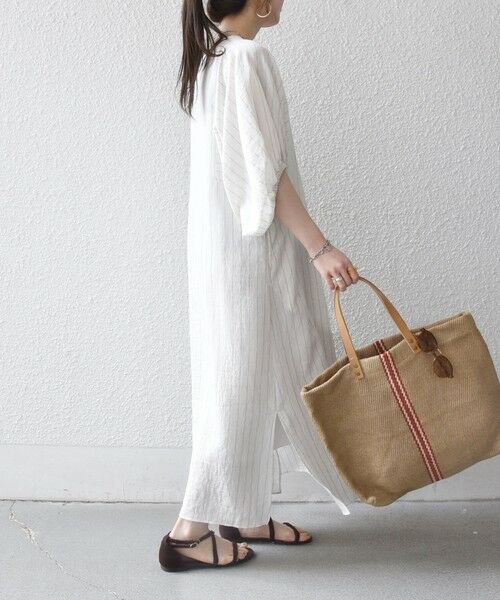 SHIPS / シップス ロング・マキシ丈ワンピース | 《予約》SHIPS any:〈洗濯機可能〉リネン ミックス ボリューム スリーブ ワンピース | 詳細4