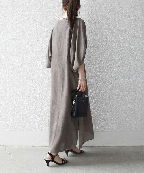 SHIPS / シップス ロング・マキシ丈ワンピース | 《予約》SHIPS any:〈洗濯機可能〉リネン ミックス ボリューム スリーブ ワンピース | 詳細11