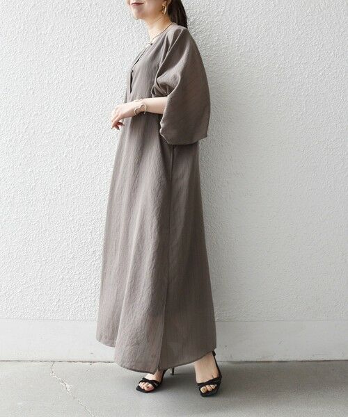 SHIPS / シップス ロング・マキシ丈ワンピース | 《予約》SHIPS any:〈洗濯機可能〉リネン ミックス ボリューム スリーブ ワンピース | 詳細12