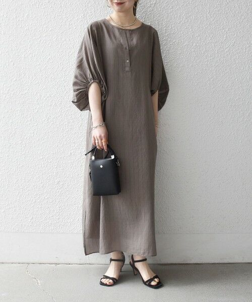SHIPS / シップス ロング・マキシ丈ワンピース | 《予約》SHIPS any:〈洗濯機可能〉リネン ミックス ボリューム スリーブ ワンピース | 詳細13