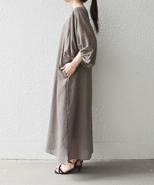 SHIPS / シップス ロング・マキシ丈ワンピース | 《予約》SHIPS any:〈洗濯機可能〉リネン ミックス ボリューム スリーブ ワンピース | 詳細15
