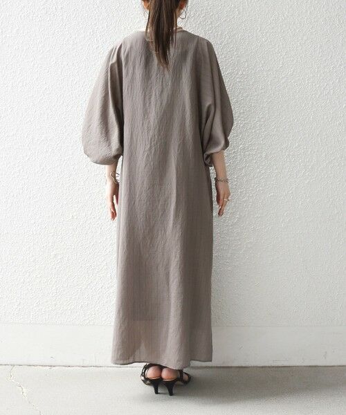 SHIPS / シップス ロング・マキシ丈ワンピース | 《予約》SHIPS any:〈洗濯機可能〉リネン ミックス ボリューム スリーブ ワンピース | 詳細16