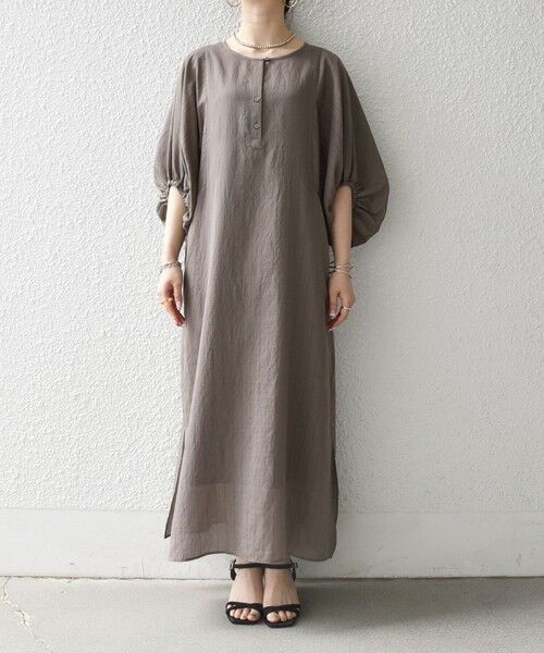 SHIPS / シップス ロング・マキシ丈ワンピース | SHIPS any:〈洗濯機可能〉リネン ミックス ボリュームスリーブ ストライプ ワンピース | 詳細30