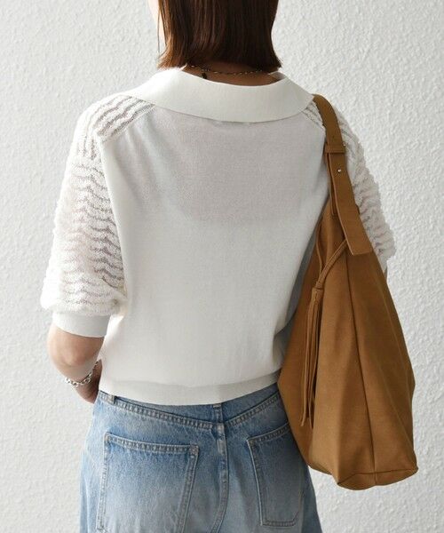 SHIPS / シップス ニット・セーター | 《予約》SHIPS any:〈手洗い可能〉シアー ジャカード スキッパー ポロ ニット | 詳細5