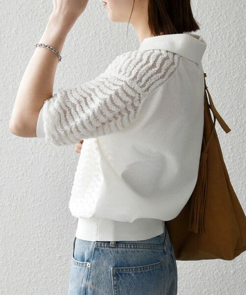 SHIPS / シップス ニット・セーター | 《予約》SHIPS any:〈手洗い可能〉シアー ジャカード スキッパー ポロ ニット | 詳細6