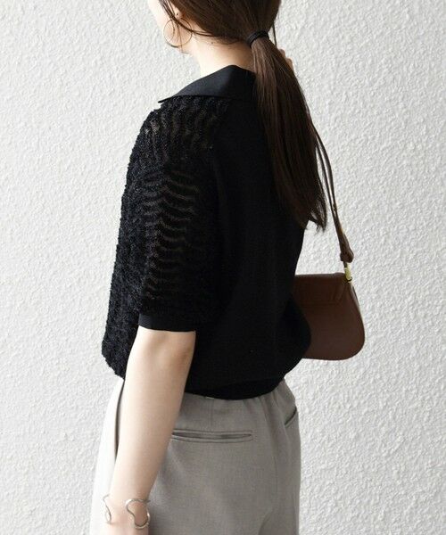 SHIPS / シップス ニット・セーター | 《予約》SHIPS any:〈手洗い可能〉シアー ジャカード スキッパー ポロ ニット | 詳細19