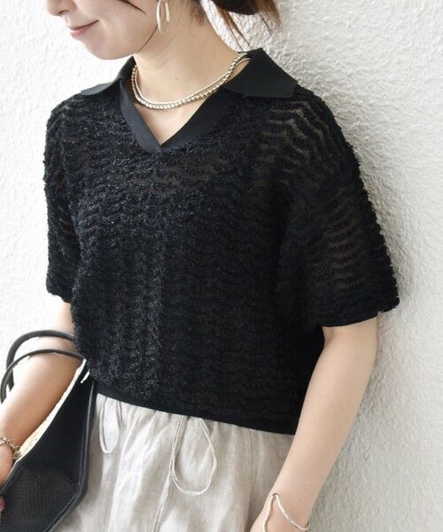 SHIPS / シップス ニット・セーター | SHIPS any:〈手洗い可能〉シアー ジャカード スキッパー ポロ ニット | 詳細23