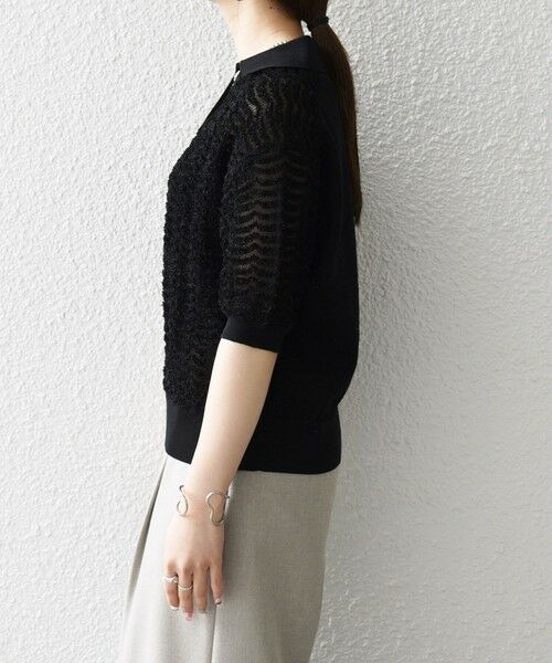 SHIPS / シップス ニット・セーター | 《予約》SHIPS any:〈手洗い可能〉シアー ジャカード スキッパー ポロ ニット | 詳細25