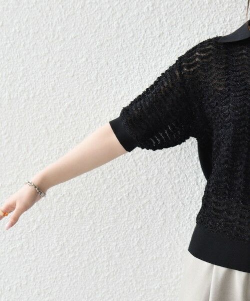 SHIPS / シップス ニット・セーター | 《予約》SHIPS any:〈手洗い可能〉シアー ジャカード スキッパー ポロ ニット | 詳細27